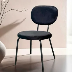 Wohnen Küchenstühle|Esszimmerstühle*Samt Polsterstühle in Schwarz - Siao (2er Set)