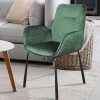 Wohnen Küchenstühle|Esszimmerstühle*Samt Polsterstuhl mit Armlehnen in Grün - Panura