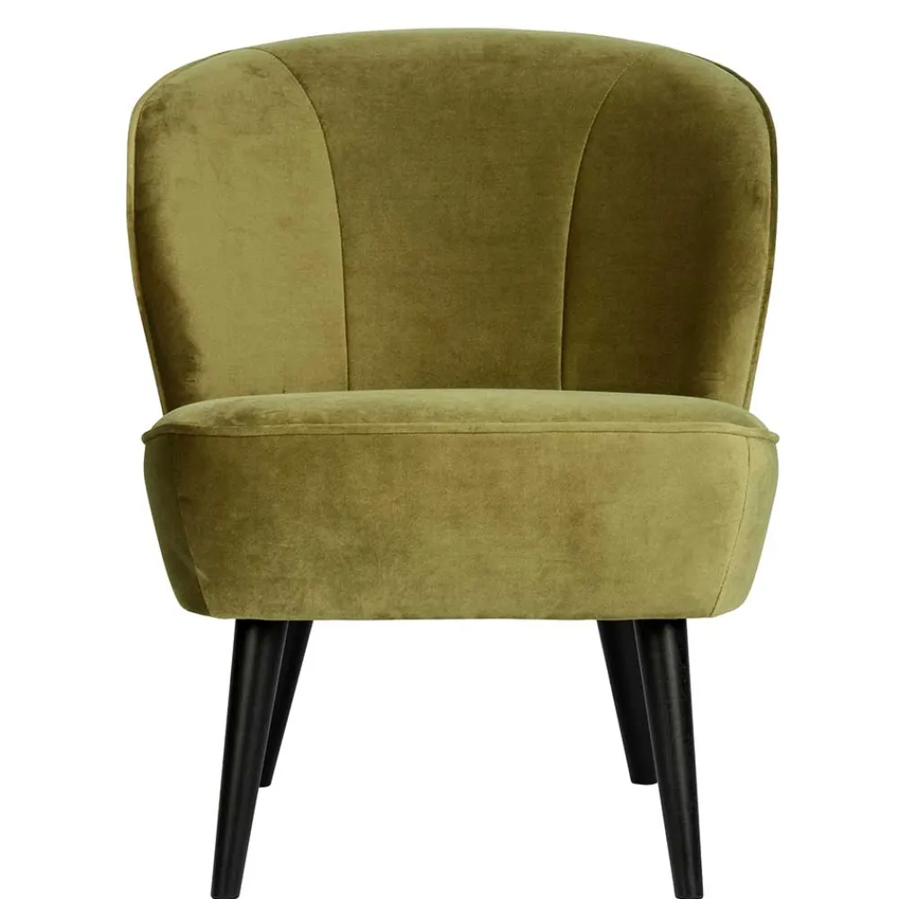 Wohnen Schwarze Möbel|Sessel & Hocker*Samt Retro Sessel in Khaki Grün - Giva