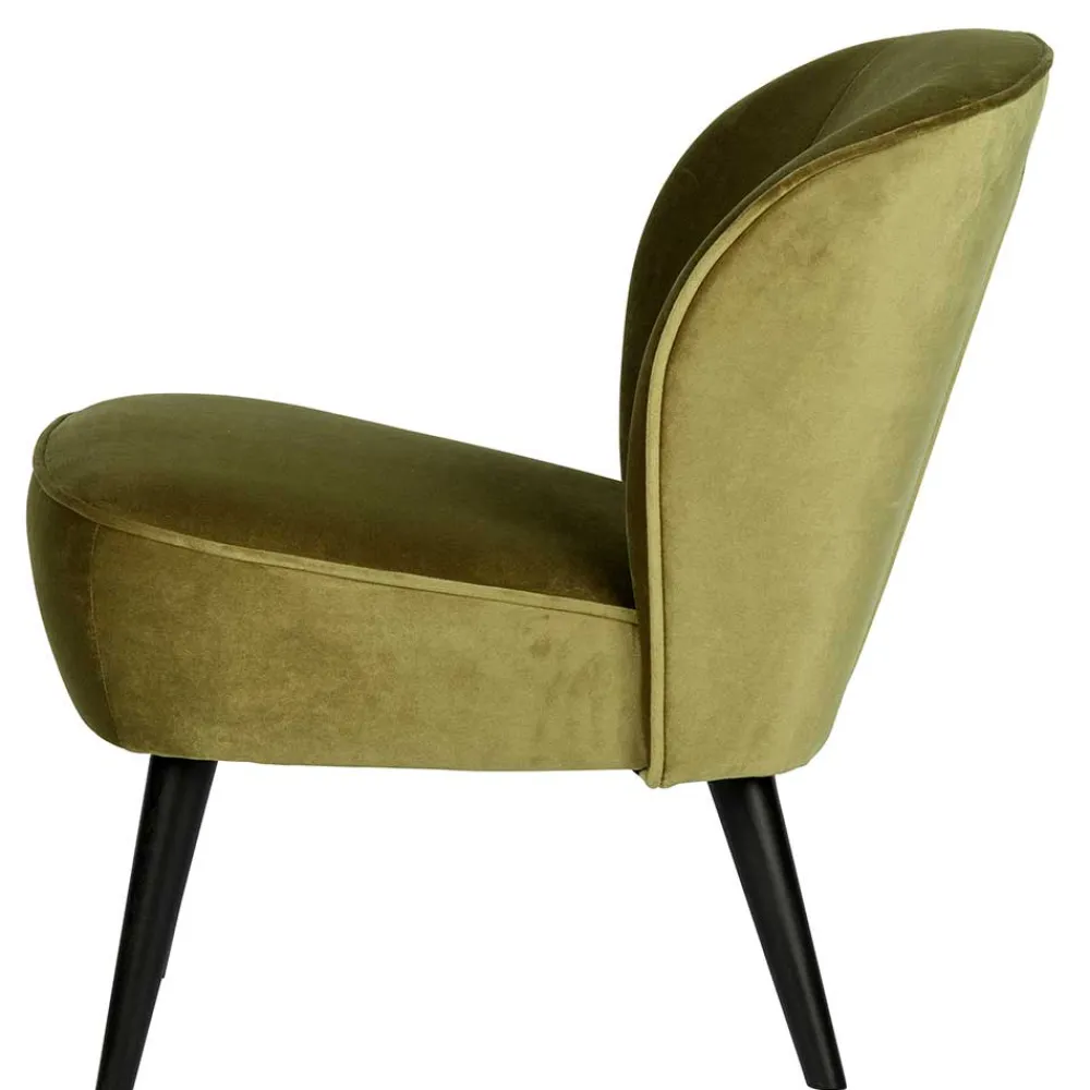 Wohnen Schwarze Möbel|Sessel & Hocker*Samt Retro Sessel in Khaki Grün - Giva