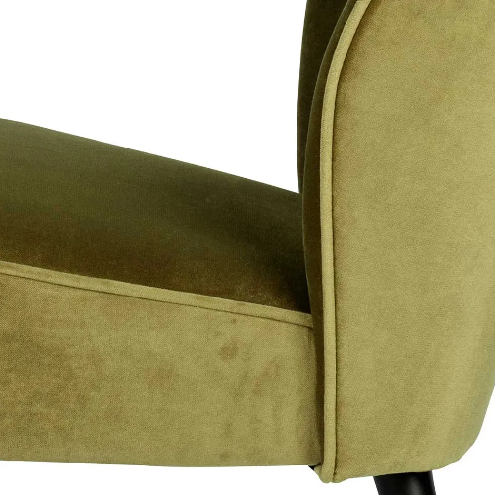 Wohnen Schwarze Möbel|Sessel & Hocker*Samt Retro Sessel in Khaki Grün - Giva