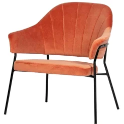 Wohnen Samt Retrosessel in Apricot - Roryn