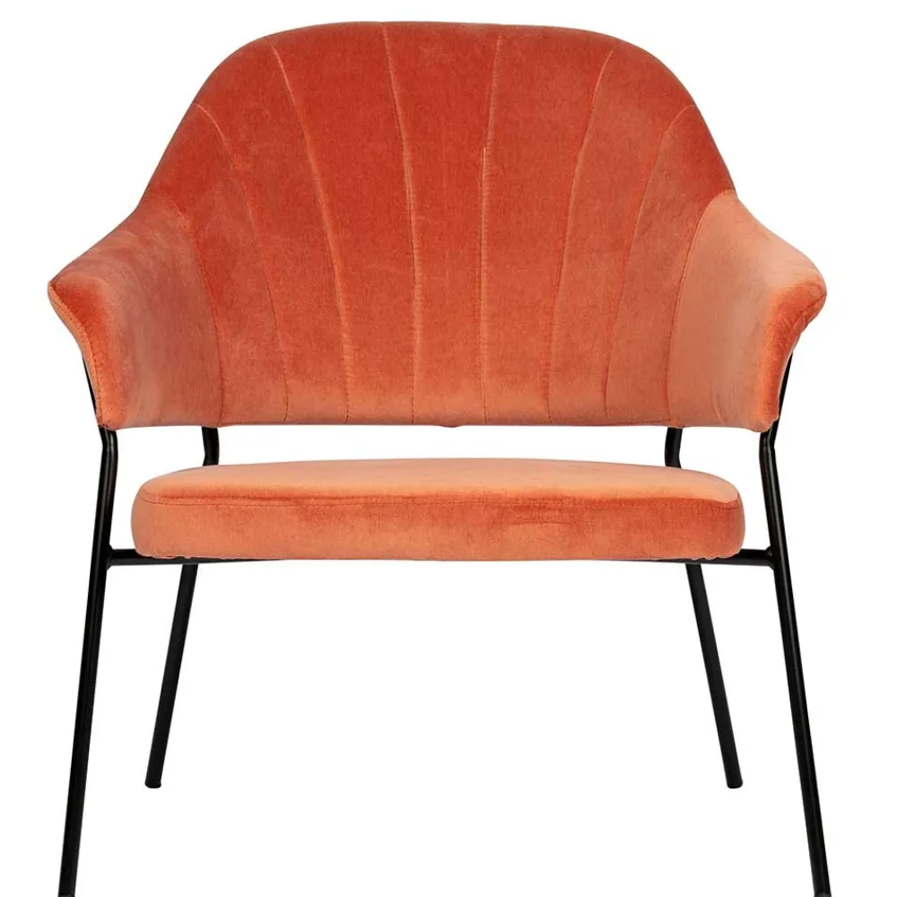 Wohnen Samt Retrosessel in Apricot - Roryn