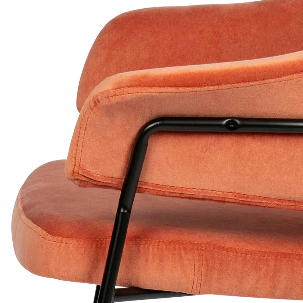 Wohnen Samt Retrosessel in Apricot - Roryn