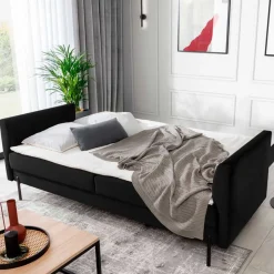 Wohnen Schlafsofas*Samt Schlafcouch in Schwarz - Sabadella