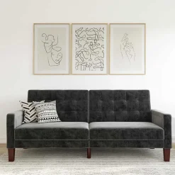 Wohnen Samt Schlafsofa in Grau - Nenna