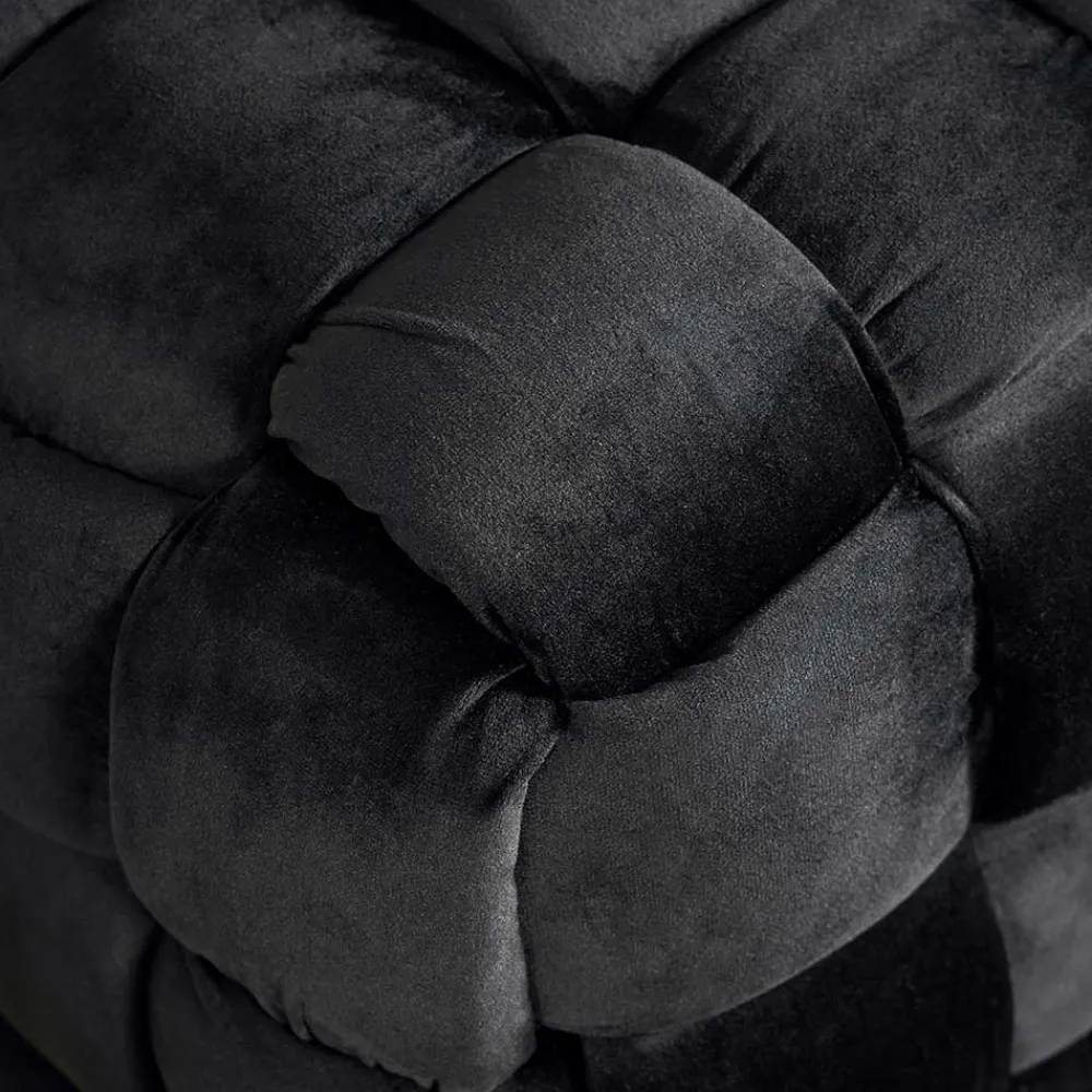 Wohnen Bettbänke|Esszimmerbänke*Samt Sitzbank in Schwarz Flechtdesign - Addara