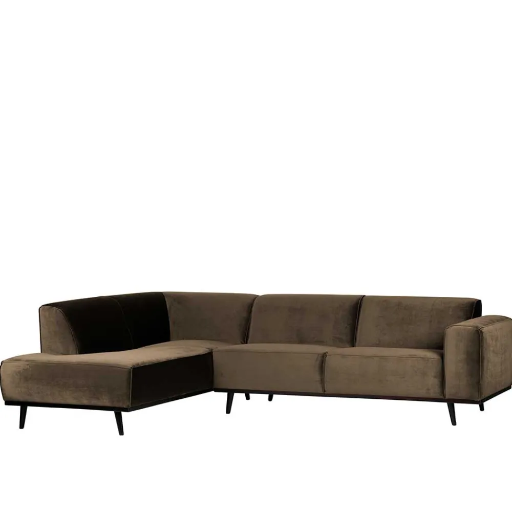 Wohnen Samt Sofa Eckgarnitur in Taupe - Matca