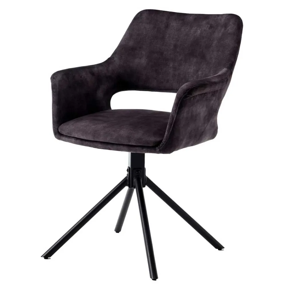 Wohnen Schwarze Möbel|Graue Möbel*Samt Tischsessel in Anthrazit - Keviz (2er Set)