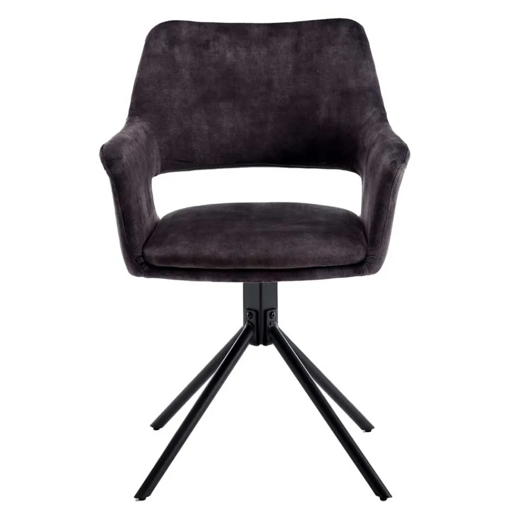 Wohnen Schwarze Möbel|Graue Möbel*Samt Tischsessel in Anthrazit - Keviz (2er Set)