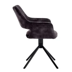 Wohnen Schwarze Möbel|Graue Möbel*Samt Tischsessel in Anthrazit - Keviz (2er Set)