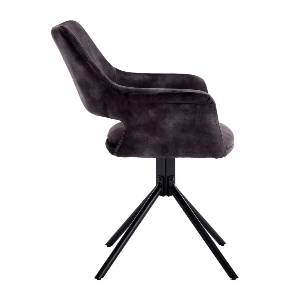 Wohnen Schwarze Möbel|Graue Möbel*Samt Tischsessel in Anthrazit - Keviz (2er Set)