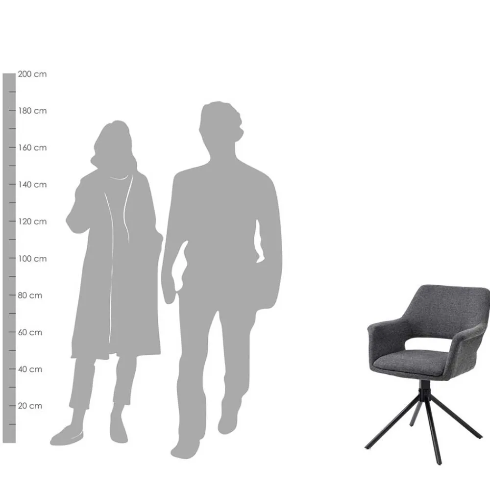 Wohnen Schwarze Möbel|Graue Möbel*Samt Tischsessel in Anthrazit - Keviz (2er Set)