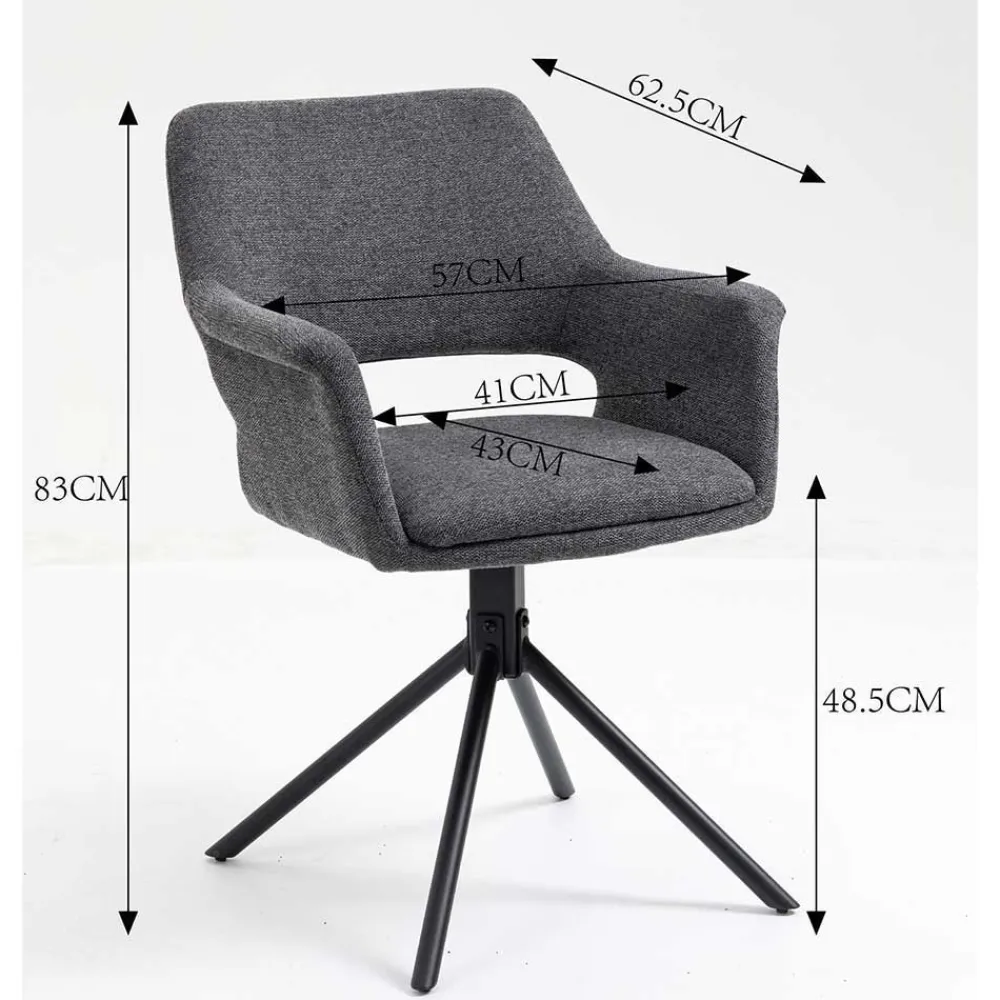 Wohnen Schwarze Möbel|Graue Möbel*Samt Tischsessel in Anthrazit - Keviz (2er Set)