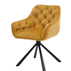 Wohnen Küchenstühle|Esszimmerstühle*Samt Tischsessel in Gold mit Schwarz - Viradio (2er Set)