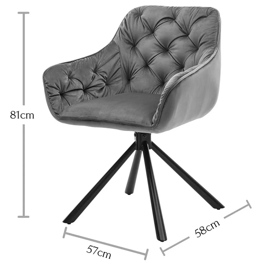 Wohnen Küchenstühle|Esszimmerstühle*Samt Tischsessel in Gold mit Schwarz - Viradio (2er Set)