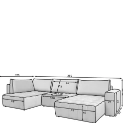 Wohnen Samt U-Couch in Dunkelrot - Viersitzer - Lakes