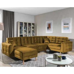 Wohnen Samt U-Sofa in Senfgelb - Janluca