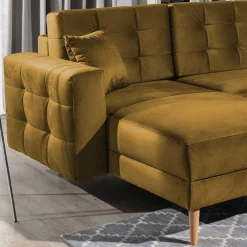 Wohnen Samt U-Sofa in Senfgelb - Janluca