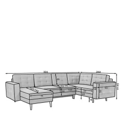 Wohnen Samt U-Sofa in Senfgelb - Janluca