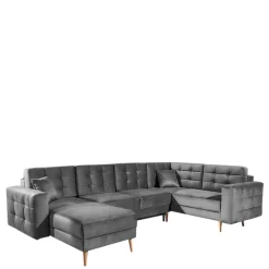 Wohnen Graue Möbel*Samt Wohnlandschaft in Grau - Joyma