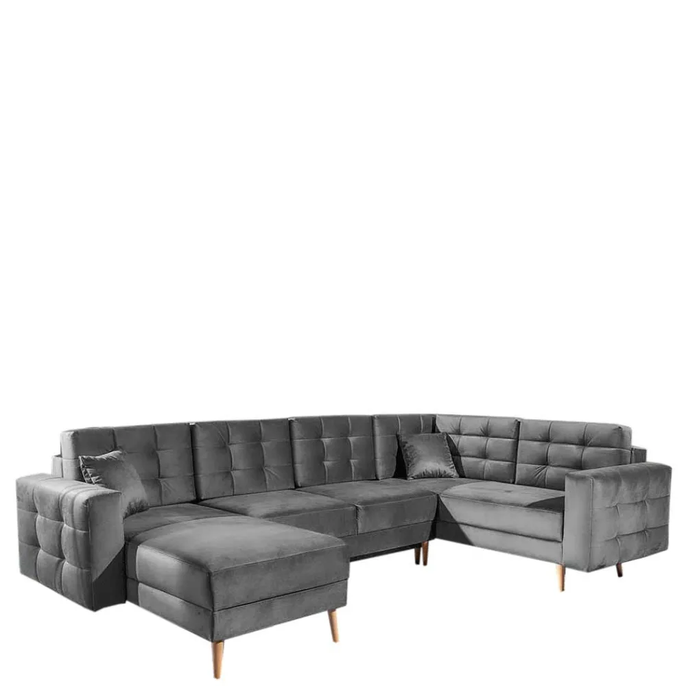 Wohnen Graue Möbel*Samt Wohnlandschaft in Grau - Joyma