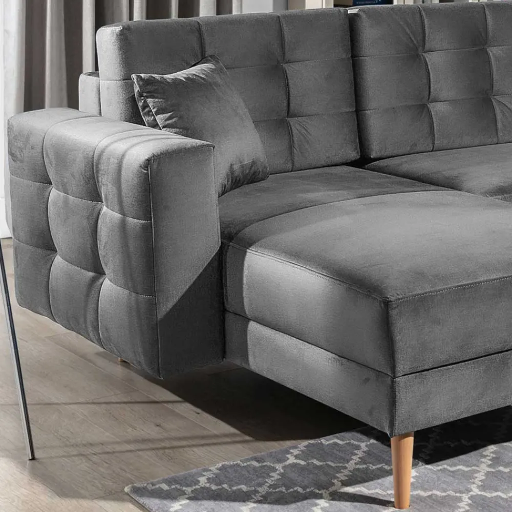 Wohnen Graue Möbel*Samt Wohnlandschaft in Grau - Joyma