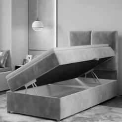 Wohnen Samt-Boxbett in Grün - 90x200 cm - Nostalgico