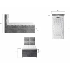 Wohnen Samt-Boxbett in Grün - 90x200 cm - Nostalgico