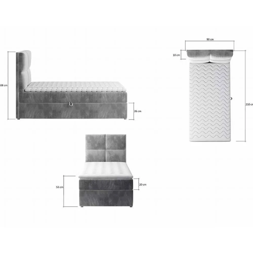 Wohnen Samt-Boxbett in Grün - 90x200 cm - Nostalgico