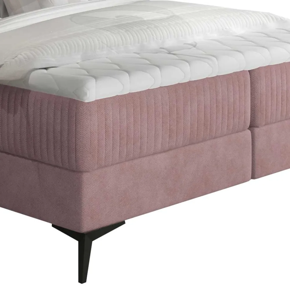 Wohnen Samt-Polsterbett in Altrosa mit Matratzen - Apolonia