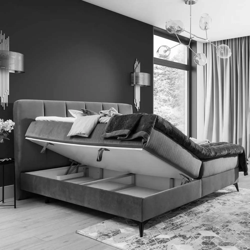 Wohnen Samt-Polsterbett in Altrosa mit Matratzen - Apolonia