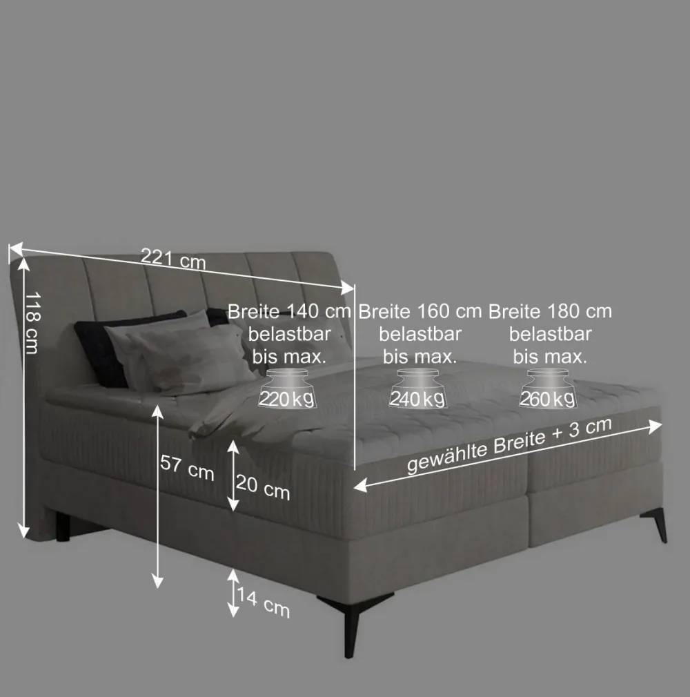 Wohnen Samt-Polsterbett in Altrosa mit Matratzen - Apolonia