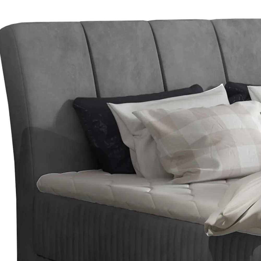 Wohnen Betten|Betten*Samt-Polsterbett in Grau mit Matratzen - Breyan