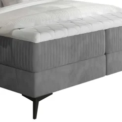 Wohnen Betten|Betten*Samt-Polsterbett in Grau mit Matratzen - Breyan