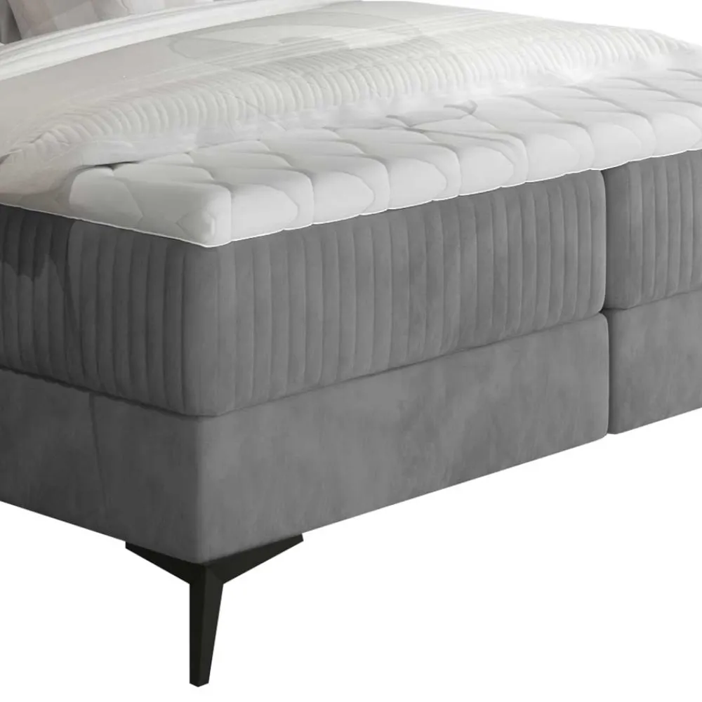 Wohnen Betten|Betten*Samt-Polsterbett in Grau mit Matratzen - Breyan