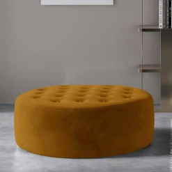 Wohnen Sessel & Hocker|Retro Möbel*Samt-Polsterhocker in Senfgelb - Baixon