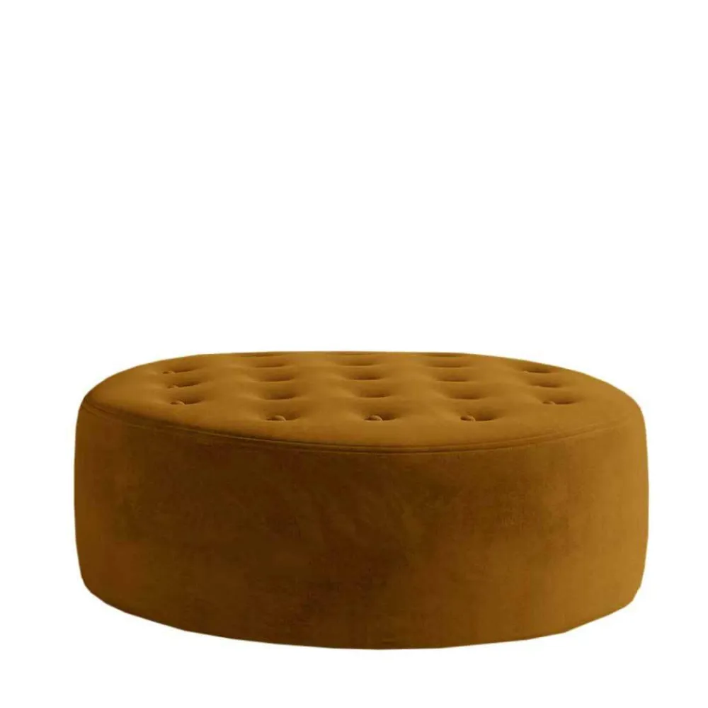 Wohnen Sessel & Hocker|Retro Möbel*Samt-Polsterhocker in Senfgelb - Baixon