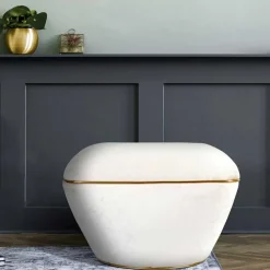 Wohnen Samtvelours Hocker in Cremeweiß - Cedrom