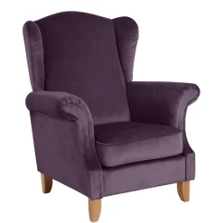 Wohnen Sessel & Hocker|Sessel*Samtvelours Ohrensessel in Dunkellila - Aglaia