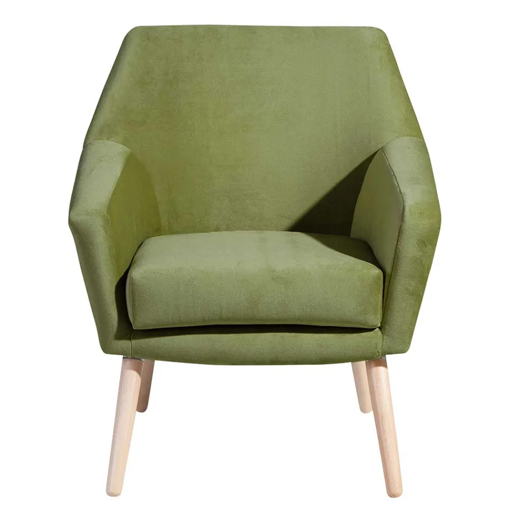 Wohnen Samtvelours Polstersessel in Oliv Grün - Canossa