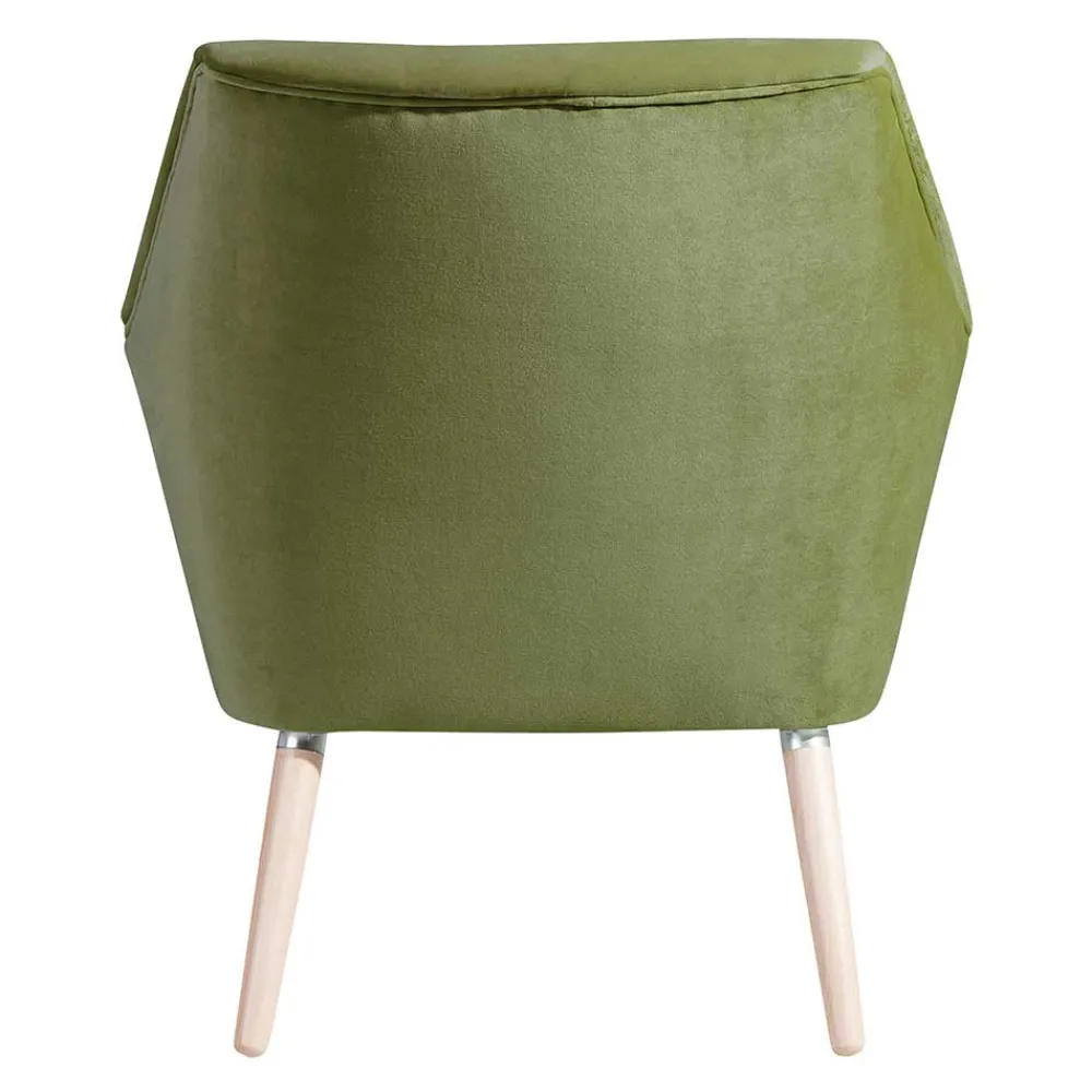 Wohnen Samtvelours Polstersessel in Oliv Grün - Canossa