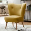 Wohnen Samtvelours Polstersessel in Gelb und Erle - Ranalda