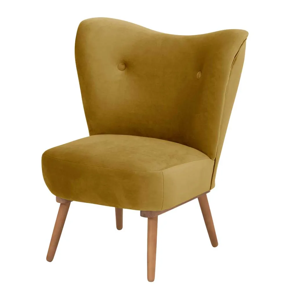 Wohnen Samtvelours Polstersessel in Gelb und Erle - Ranalda