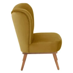 Wohnen Samtvelours Polstersessel in Gelb und Erle - Ranalda