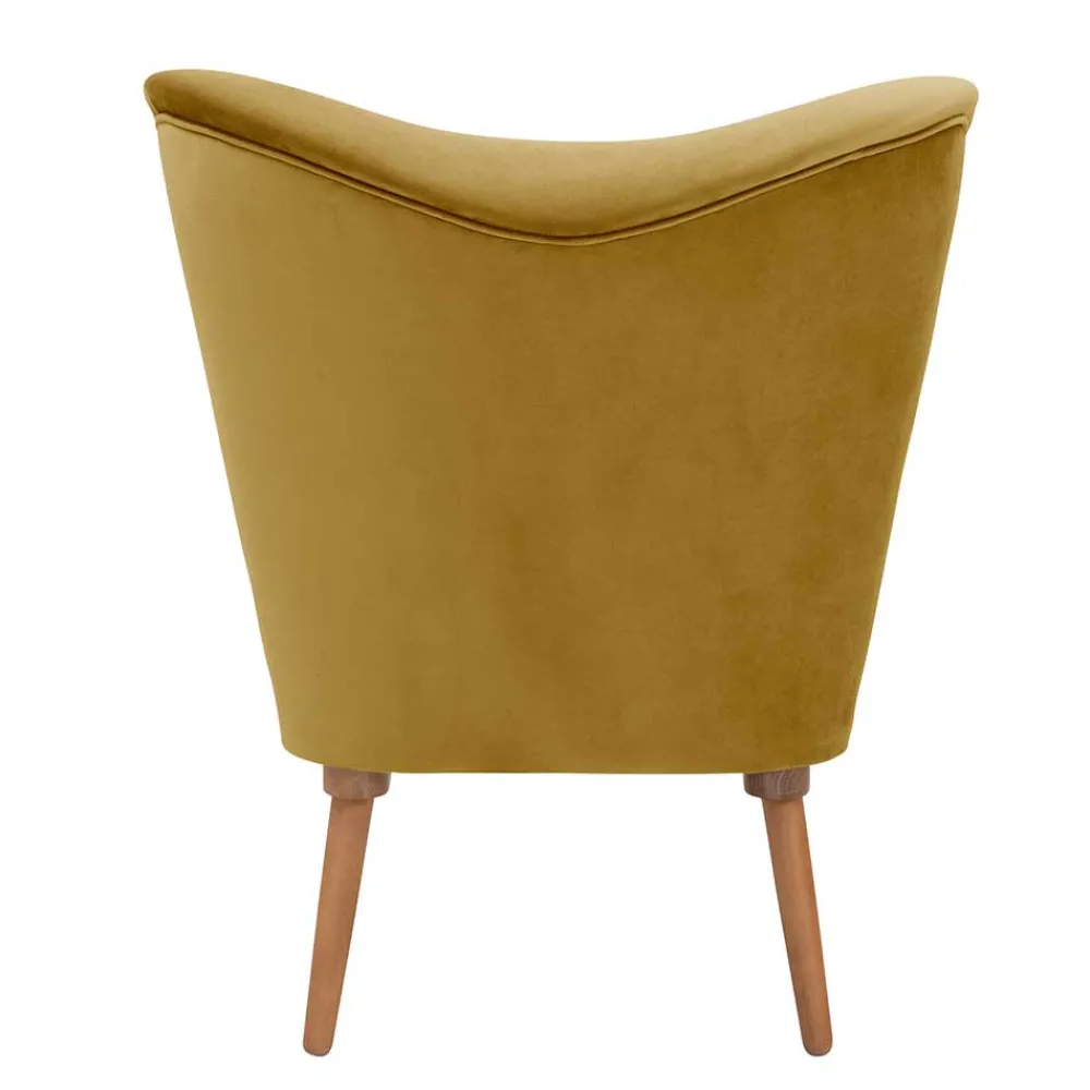 Wohnen Samtvelours Polstersessel in Gelb und Erle - Ranalda