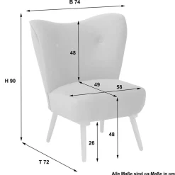 Wohnen Samtvelours Polstersessel in Gelb und Erle - Ranalda