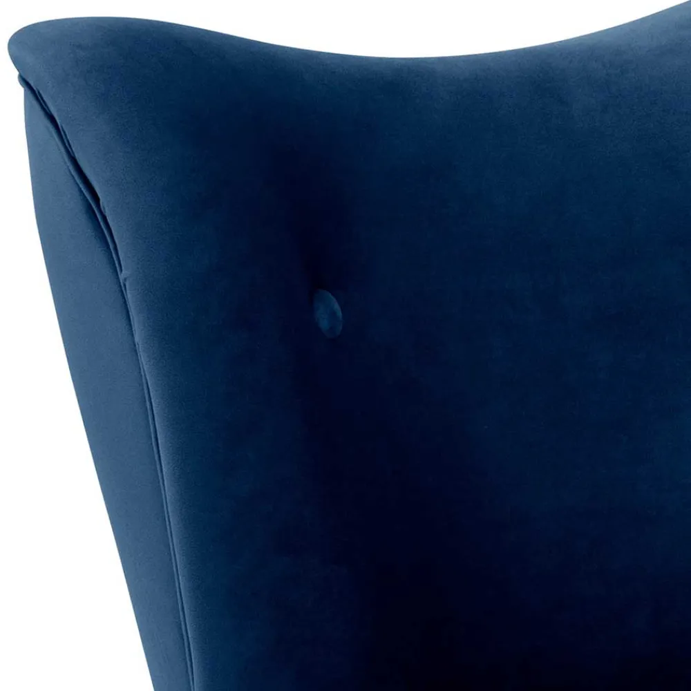 Wohnen Sessel & Hocker|Retro Möbel*Samtvelours Sessel in Dunkelblau und Erle - Tazza