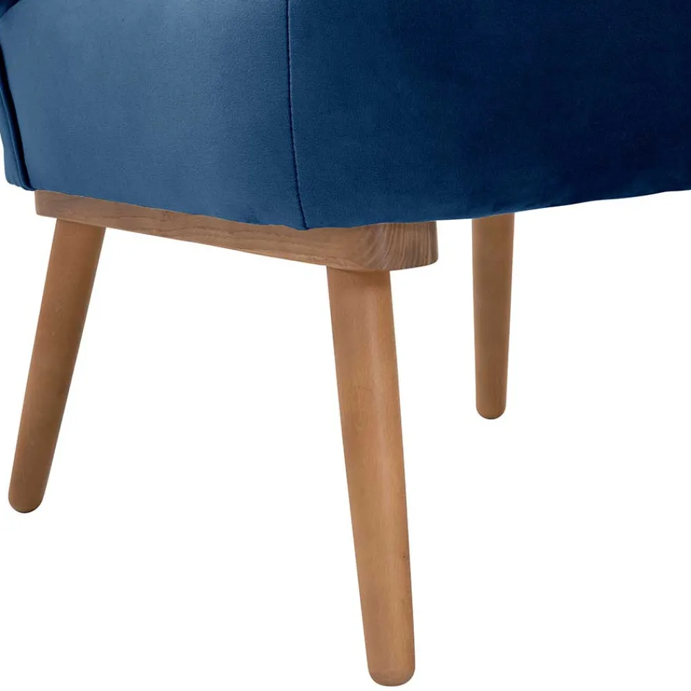 Wohnen Sessel & Hocker|Retro Möbel*Samtvelours Sessel in Dunkelblau und Erle - Tazza