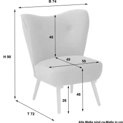 Wohnen Sessel & Hocker|Retro Möbel*Samtvelours Sessel in Dunkelblau und Erle - Tazza